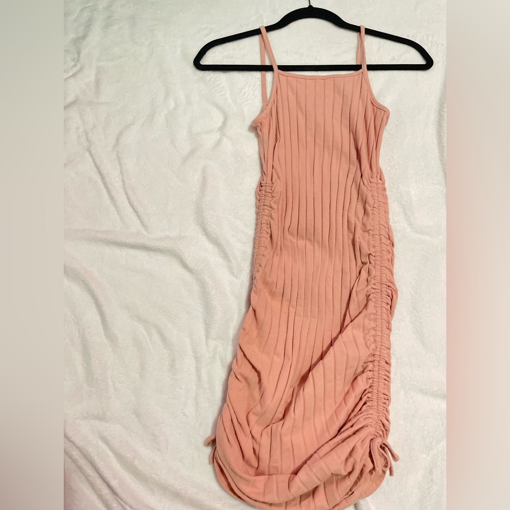 pink drawstring dress